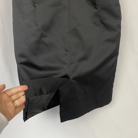 Davids Bridal Dress Women 14 Black Satin One Shoulder Bow Ruched Party LBD 84333 - Picture 5 of 13